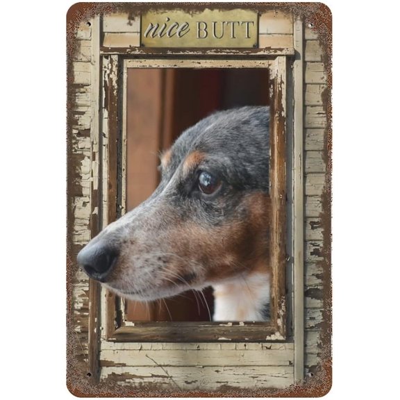 Vintage Iron Hanging Plate Nice Butt Dog Funny Bathroom Decor Vintage Metal Tin Sign Iron Painting for Bathroom Home Bar Coffee Kitchen Wall Decor Toilet Posters Housewarming Gift 12"x8"
