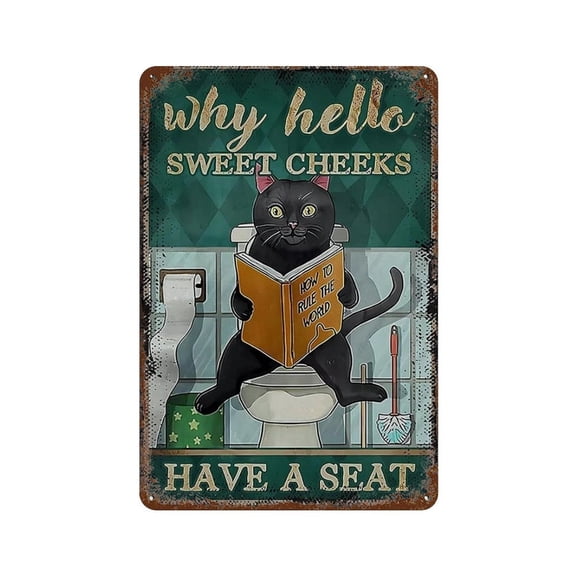 Vintage Iron Hanging Plate Vertical Funny Bathroom Sign Why Hello Sweet Cheeks Have A Seat Tin Sign Vintage Metal Signs Office Living Room Bar Coffee Shop Wall Art Decorative  8x12inch