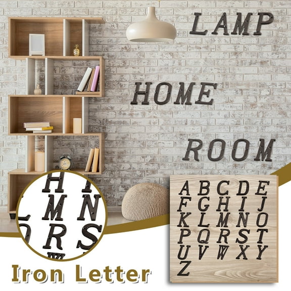 Vintage Iron House Numbers Letters Set - DIY Address Numbers with Mounting Screws - Rustic Metal Alphabet Letters for Home Garden Shop Decor - Industrial Style House Number Signs 35-55g Each