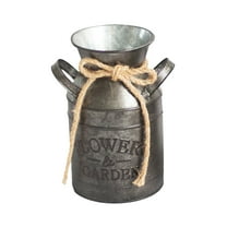 Vintage Iron Milk Jug Flower Vase Rustic Garden Metal Pot Rope Handle Indoor Outdoor Decorative Planter No Drainage Holes 19x16cm 15x14cm Sturdy Shabby Chic Decor