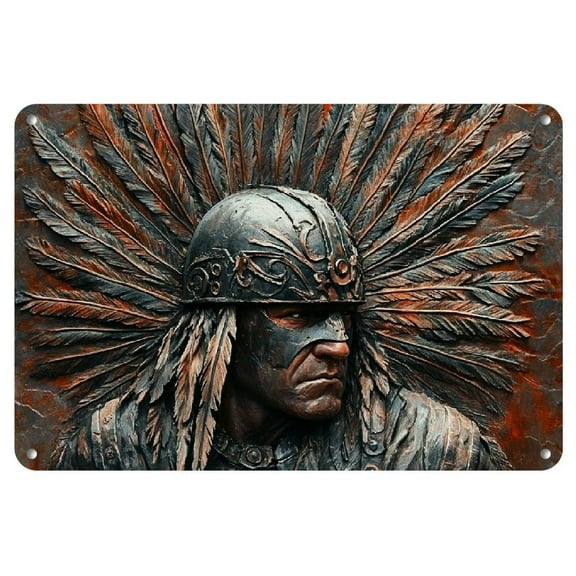 Vintage Iron Native Chief Tribal Sign Wall Art Decor - Perfect for Garage, Cafe, Bar, Club, Living Room, or as a Unique Artistic Touch