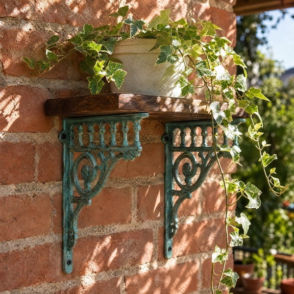 Vintage Iron Shelf Bracket, Antique Black Corbel for Window Mantel and Shelf