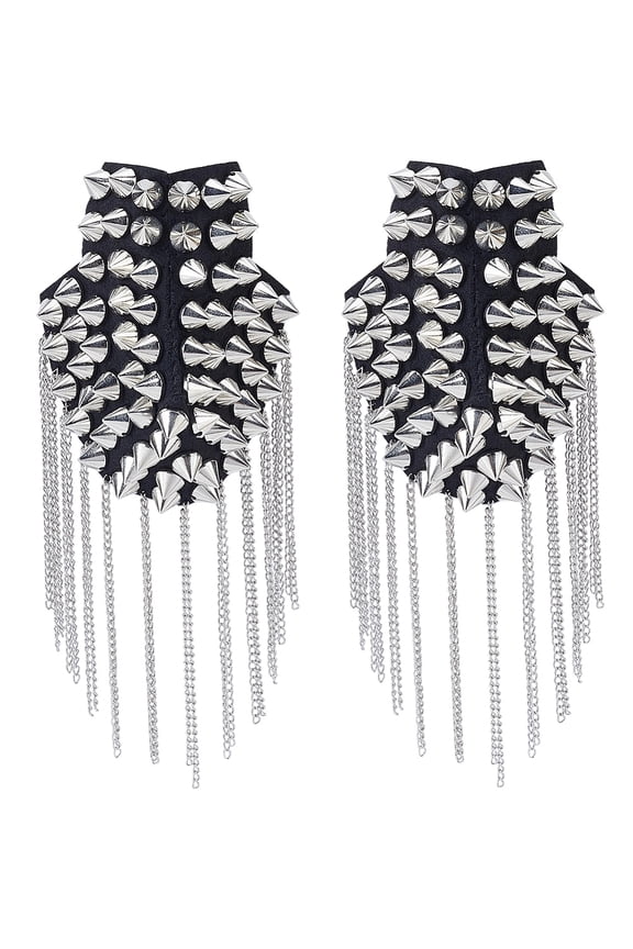 Vintage Iron Tassel Epaulette Epaulet Shoulder Decoration Platinum 190~195x100mm