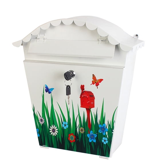 Vintage Iron Wall Mounted Mailbox For Garden Farmhouses Bird Grass Art Decoration