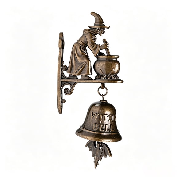 Vintage Iron Witch Bells For Door, Rustic Hanging Bell Ornament And Gothic Halloween Entryway Decoration, Ideal For Door, Wall, Window, Mantel And Halloween Party Decor