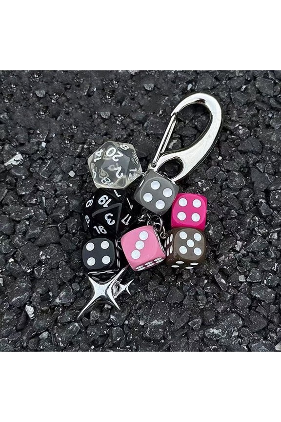 Vintage Irregular Dice Keychain Bag Charm Personalized Creative Mobile Phone Chain Novelty Backpack Decoration Accessories Gifts