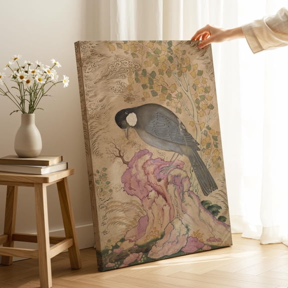 Vintage Islamic Bird Poster: Mu'In Musavvir, Boho Gallery Wall Art, Unframed Canvas Size 8x12