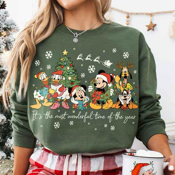 Vintage It's The Most Wonderful Time of The Year Disney Christmas Sweater, Cartoon Mouse & Friends WDW Christmas Party 2025 Sweatshirt