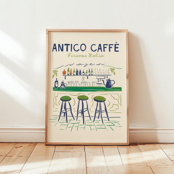 Vintage Italian Cafe Wall Art, Retro Espresso Poster, Unframed Paper Poster 8x10in