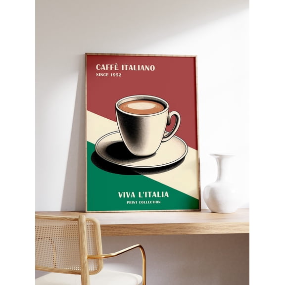 Vintage Italian Coffee Kitchen Cafe Wall Art Print, Creative Kitchen And Dining Theme For Dining Room And Kitchen Decor
