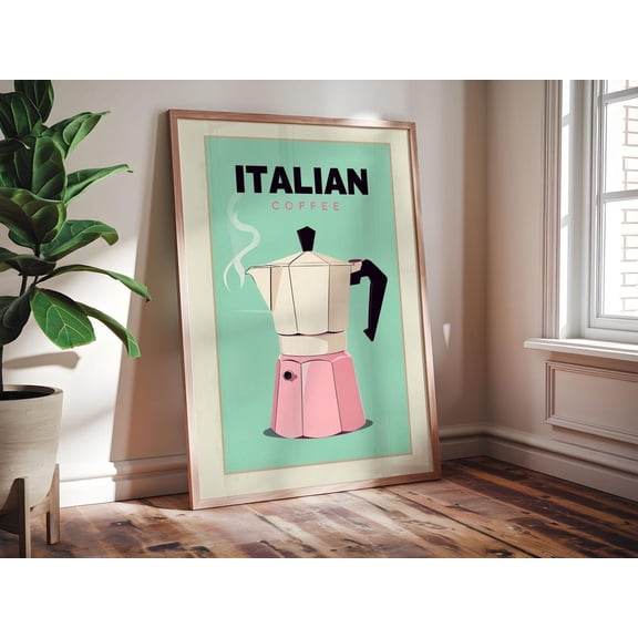 Vintage Italian Coffee Retro Kitchen, Unframed Paper Print Size 8x12