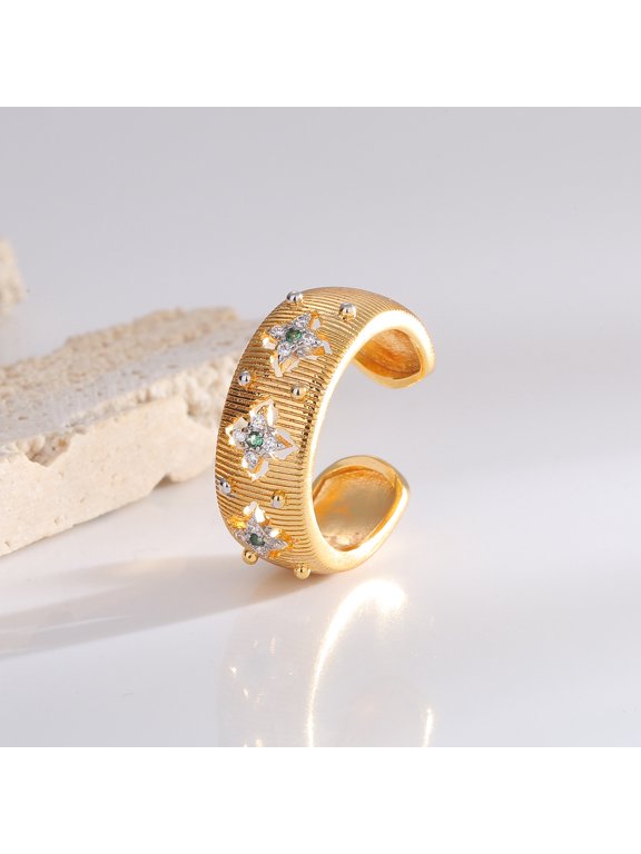 Vintage Italian Court-Style Ring for Women - Unique High-End Brushed Finish Jewelry