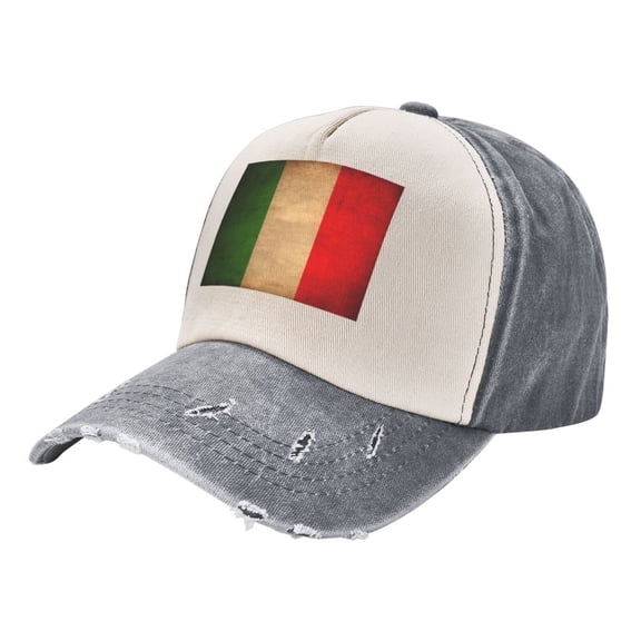 Vintage Italian Flag Baseball Cap Distressed Adjustable Vintage Cotton Denim Hat for Women Men
