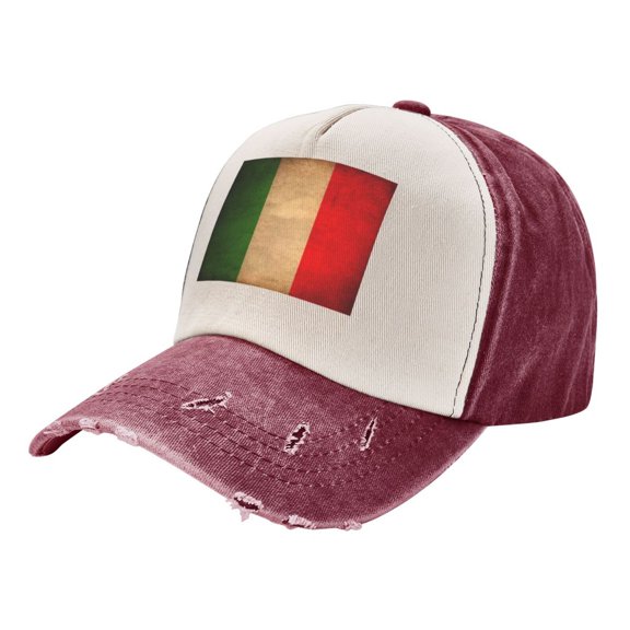 Vintage Italian Flag Baseball Cap Distressed Adjustable Vintage Cotton Denim Hat for Women Men