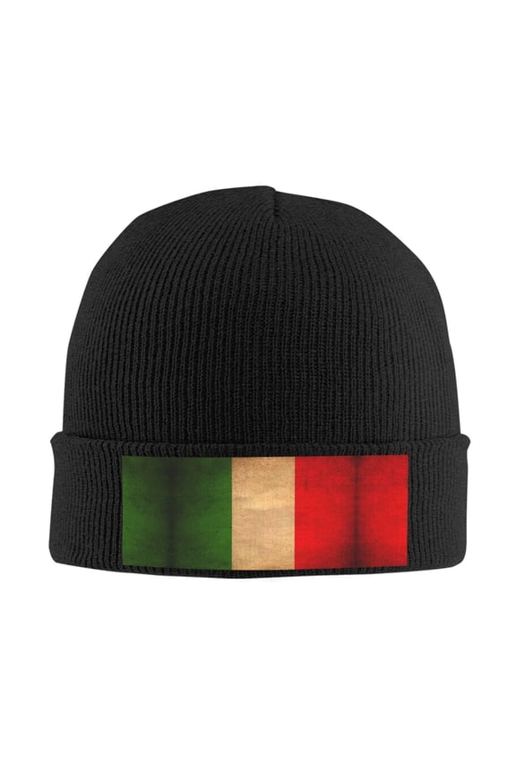 Vintage Italian Flag Beanie Hat Men Women Warm Printed Cap Knit Beanies Hats Outdoor Winter Black