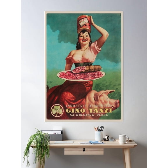 Vintage Italian Meat Poster Advertising Poster Wall Art, Modern Wall Decor For Living Room Bedroom, 12x18 UNFRAMED