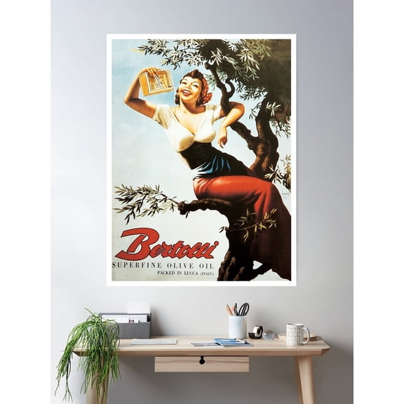 Vintage Italian Olive Oil Italian Food Kitchen Art Italy Poster Wall Art, Modern Wall Decor For Living Room Bedroom, 12x18 UNFRAMED