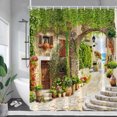 thumbnail image 1 of Vintage Italian Town Street Landscape Shower Curtains Natural Flowers Vine Plant Garden Wall Hanging Home Bathroom Curtain Decor, 1 of 6