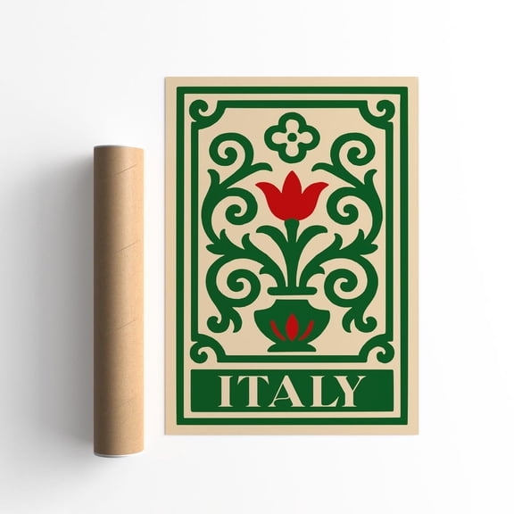 Vintage Italy Tuscan Floral Travel Art Poster, Stretched Canvas 8x10in