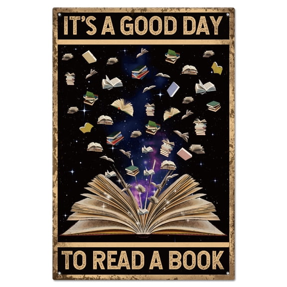 Vintage "Its A Good Day to Read A Book" Metal Tin Sign Plaque Poster 812inch Retro Reading Book Metal Wall Decorative Tin SignsDIY