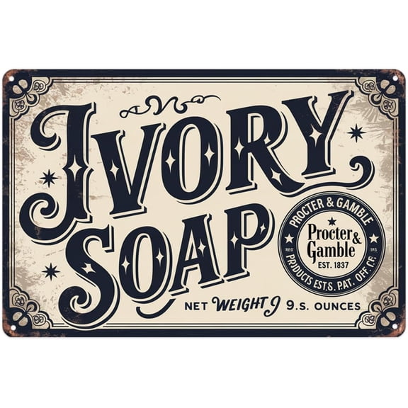 Vintage Ivory Soap Metal Sign Tin Sign Suitable for bar cafe home decoration 8 x 12, easy to hang