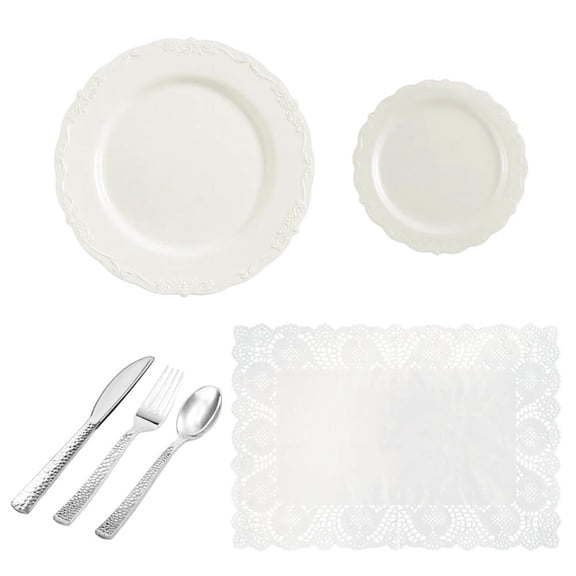 Vintage Ivory Tableware Kit for 120 Guests