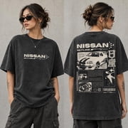Vintage JDM Car Blueprint Graphic T-Shirt, Retro Japanese Sports Car Streetwear Racing Shirt