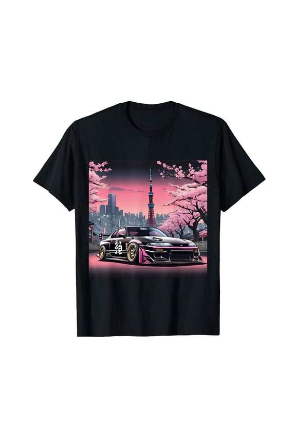 Vintage JDM Legend Drift Racing Car Tokyo At Night Art T-Shirt