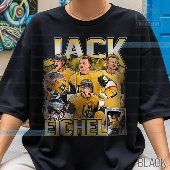 Vintage Jack Eichel 2 shirt, Bootleg Rap tee, Vegas Youth Hockey Tee ,Black Color,Size L