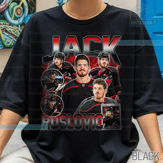 Vintage Jack Roslovic shirt, Bootleg Rap tee, Carolina Hockey Tee ,Black Color,Size L