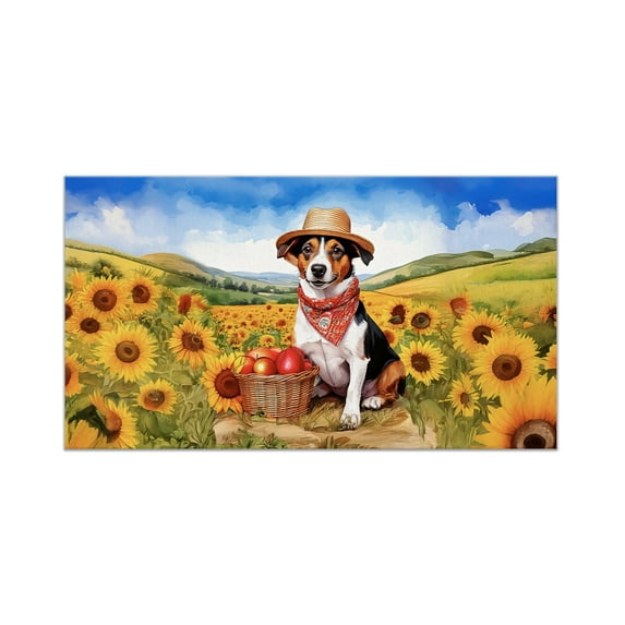 Vintage Jack Russell Terrier Says Hello Mother's Day Summer Sunflower Field Doormat Parson Jack Dog Lover Indoor Outdoor Welcome Mat - 12005