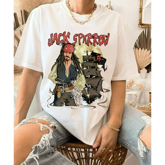 Vintage Jack Sparrow Portrait Shirt, Pirates Of The Caribbean Disney Tshirt