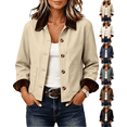 thumbnail image 1 of Vintage Jacket Women Fall Cozy Corduroy Long Sleeve Jackets Lapel Collar with Pockets Winter Warm Barn Jacket Bottom Down Casual Trendy Daily Outerwear, 1 of 9
