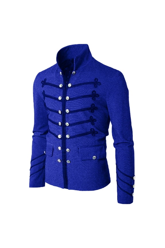 Vintage Jackets for Men Stand Collar Jackets Frog Closure Double Breasted Halloween Jacket 3XL