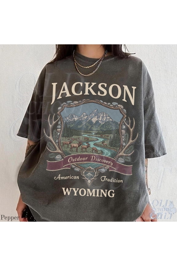 Vintage Jackson Wyoming Graphic Tshirt, Retro National Park Elk 90s Nostalgia Camping Shirt, Unisex Cotton T-Shirt, Sizes S-3XL
