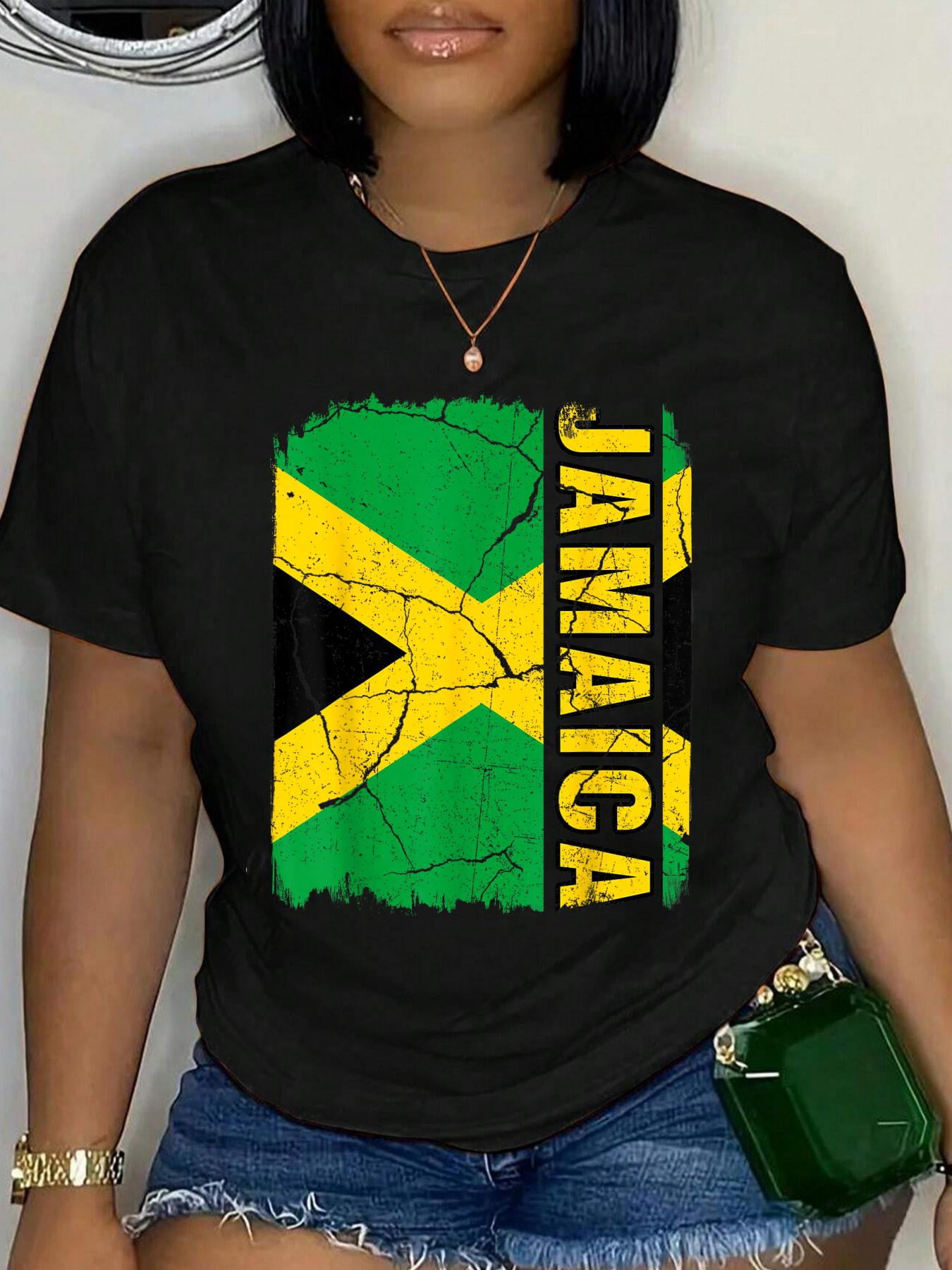 Vintage Jamaican Flag Jamaica Pride Roots Heritage Gift T-Shirt Graphic Tee summer Tops For Women Round Neck Fashion Cotton shirts