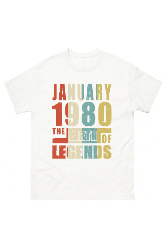 Vintage January 1980 The Birth Of Legends Classic Bday Unisex T-Shirt V16451, up to size 5XL