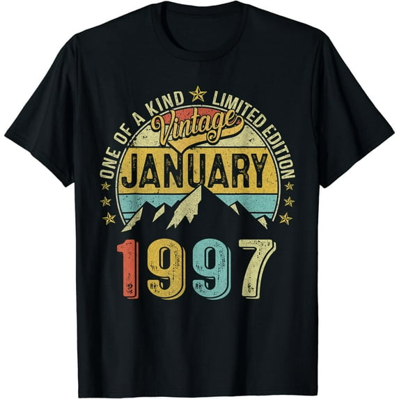 Vintage January 1997 Distressed 27th Birthday 27 Years Old T-Shirt