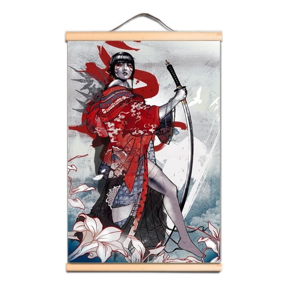 Vintage Japan Samurai Bushido Tattoo Art Poster Wall Chart Room Decor Scroll Painting 1,Multicolor,11.8X17.7 inches