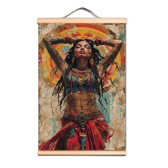 Vintage Japan Samurai Bushido Tattoo Wall Art Poster Scroll Painting for Room Decor 1,Multicolor,19.7X27.6 inches