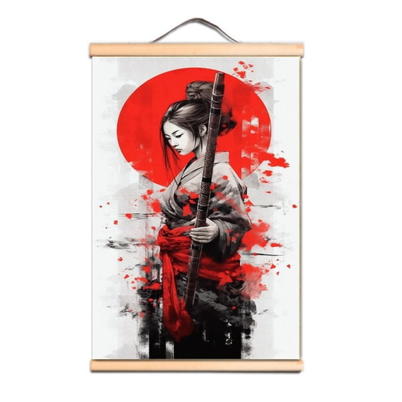 Vintage Japan Samurai Wall Art Posters & Prints Bushido Tattoo Scroll Painting 1,Multicolor,15.7X23.6 inches