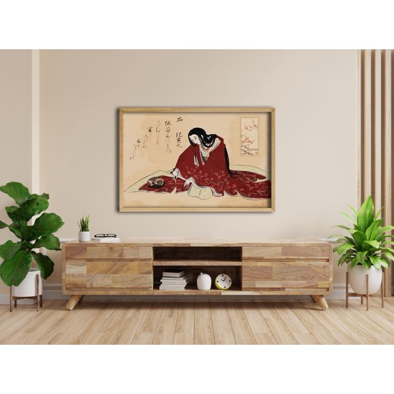 Vintage Japanese Asian Illustration Geisha Traditional Kimono Living Room Art, Unframed Poster