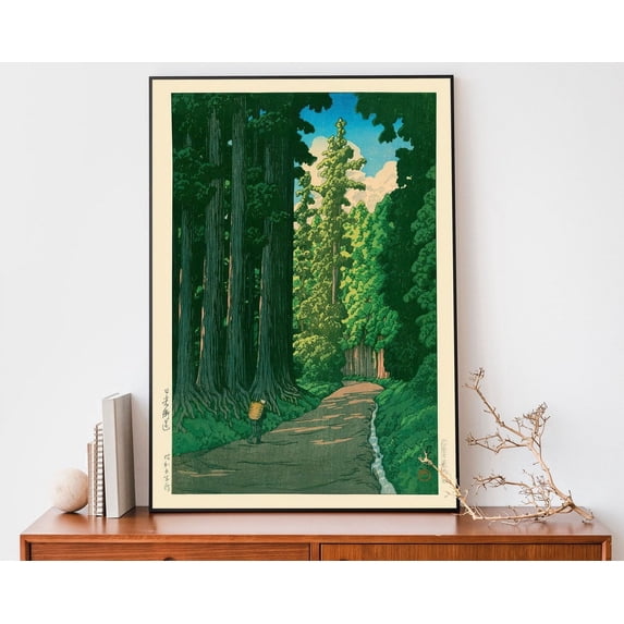 Vintage Japanese Forest Poster, Woodblock Art, Road To Nikko By Kawase Hasui, Japandi Decor, Botanical Wall Art Wall Art, Modern Wall Decor, 8x12 UNFRAMED