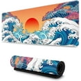 thumbnail image 1 of Vintage Japanese Ocean Wave Sunrise Gaming Mouse Pad XL, Extended Large Mouse Mat Desk Pad, Stitched Edges Mousepad, Long Mice Pad, 31.5 X 11.8 Inch, 1 of 6