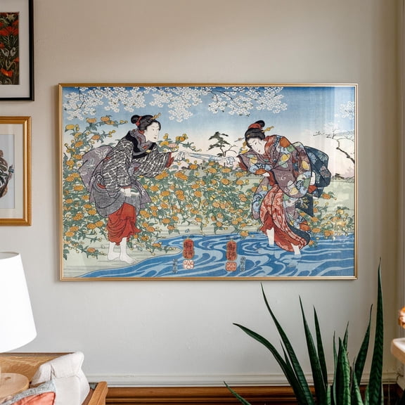 Vintage Japanese Poster, Japanese Girls By Utagawa Hiroshige, Japanese Art, Living Room Wall Art, Ukiyo-E, Unframed Poster Size 24x36