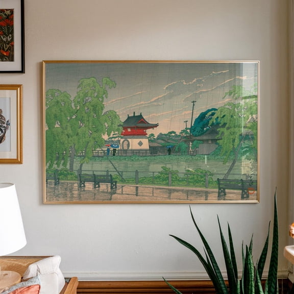 Vintage Japanese Poster, Rain At Shinobazu Pond By Kawase Hasui, Japanese Art, Living Room Wall Art, Ukiyo-E, Unframed Poster Size 16x24
