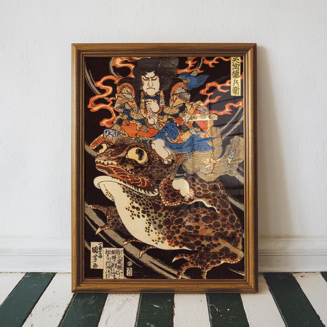 Vintage Japanese Poster, Riding A Giant Toad, Japanese Art, Living Room ...