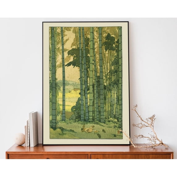 Vintage Japanese Print, Bamboo Grove By Yoshida Hiroshi, Woodblock Art, Japandi Decor, Botanical Wall Art Wall Art, Modern Wall Decor, 16x24 UNFRAMED