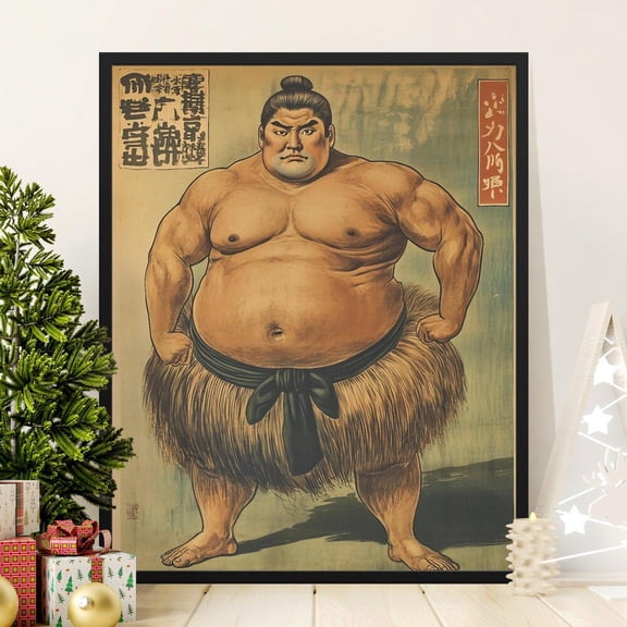 Vintage Japanese Sumo Wrestler Poster Japanese Art Print Sumo Wrestling Wall Decor Traditional Japan Artwork Asian Home Decor