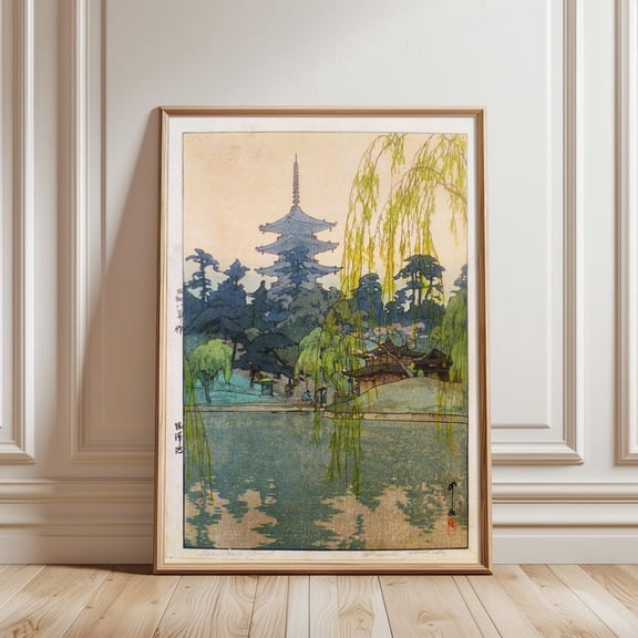 Vintage Japanese Temple Kyoto Pastel Garden Art